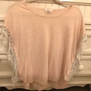 Pink & cream lace top, size XS